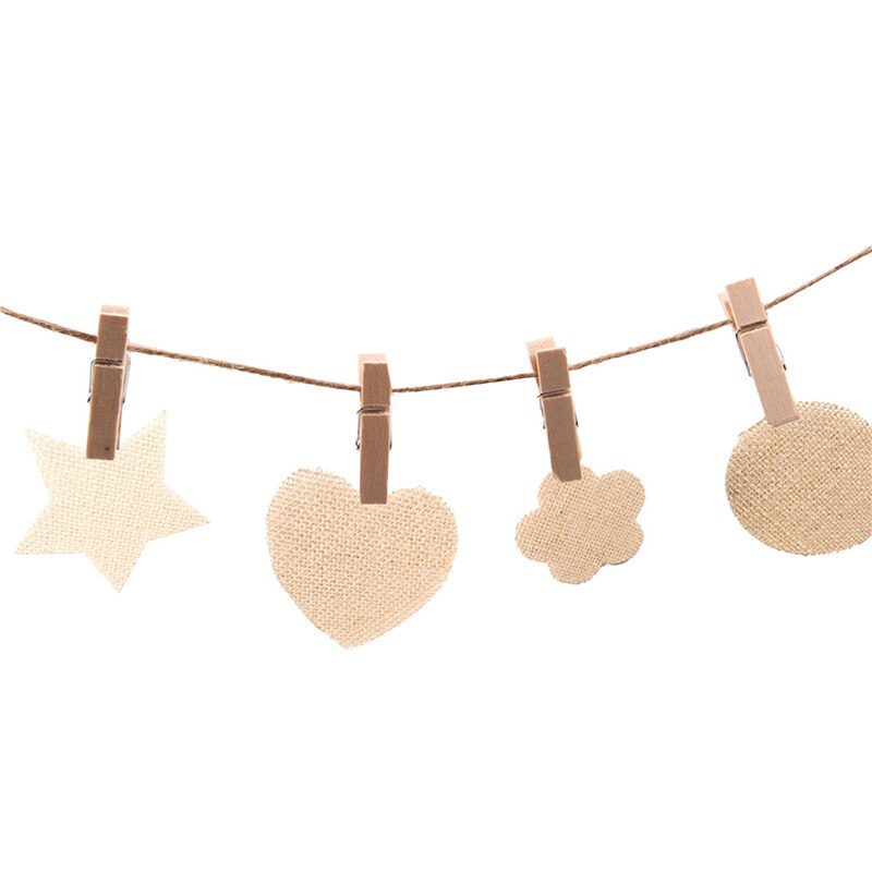 Pinza para fotos de madera de 100 Uds., pinza de madera decorativa, cuerda de cáñamo de 100 yardas, pinzas para ropa de almacenamiento para el hogar, pinzas decorativas