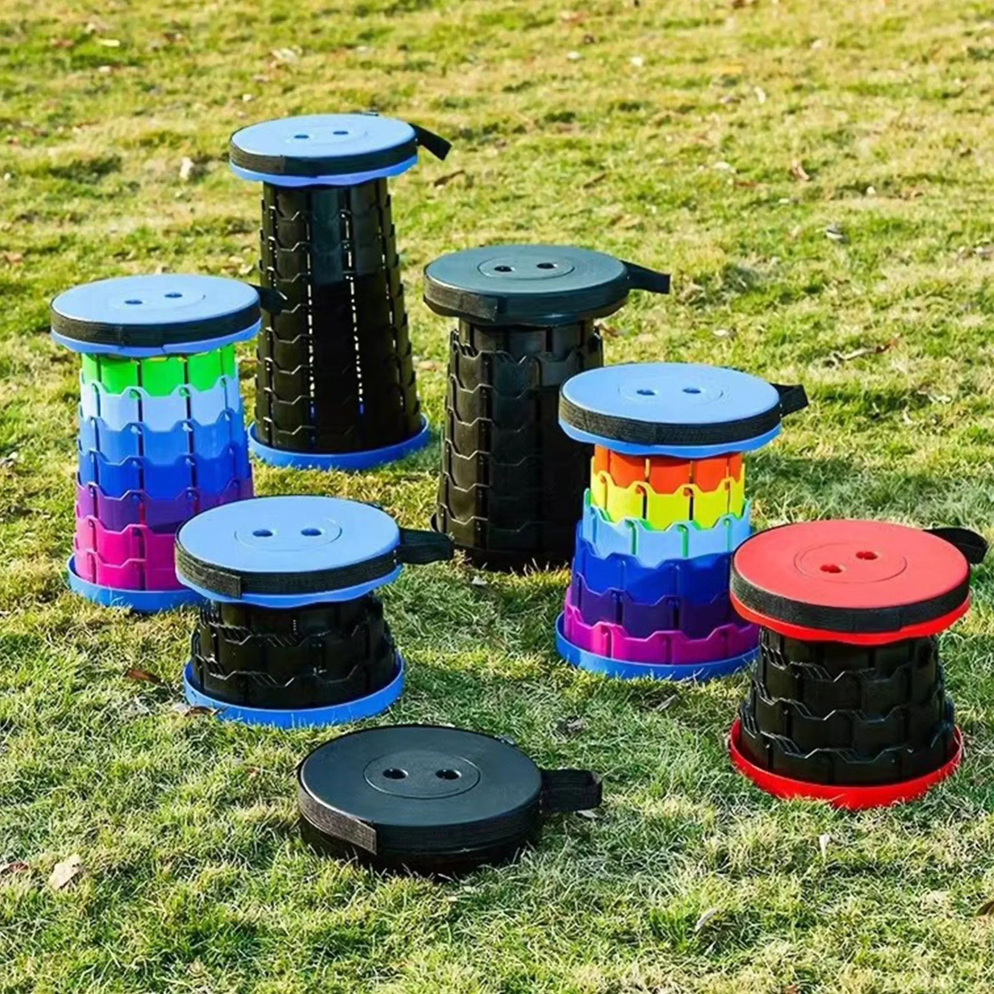 Portable Round Folding Chair Accordion Chair Height Adjustment Simple Tool Elephant Swing Playground Queue Chair