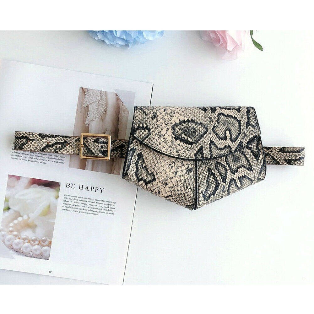 Sac de ceinture imprimé serpent de sac de taille des femmes loisirs voyage heuptas fanny pack mini sac à main: Snake Apricot