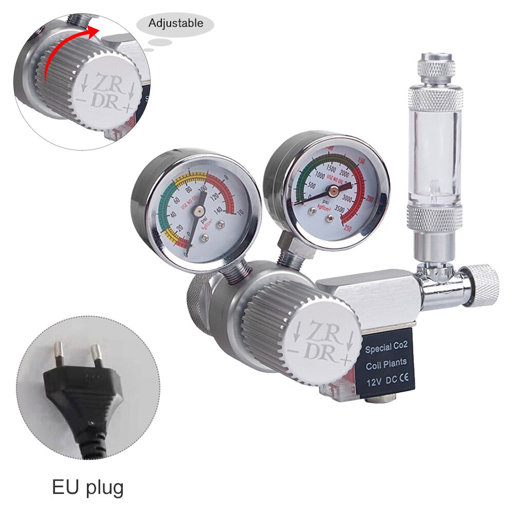 Aquarium CO2 Regulator with Check Valve Bubble Counter Magnetic Solenoid Valve Aquarium CO2 Pressure-reducing Valve