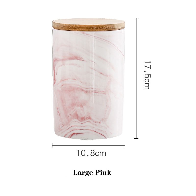 Ceramic Fresh-keeping Sealed Jar Bean Sugar Tea Coffee Storage Container Household Food Storage Box Kitchen Organization Tools: 10.8 x 17.5cm Pink