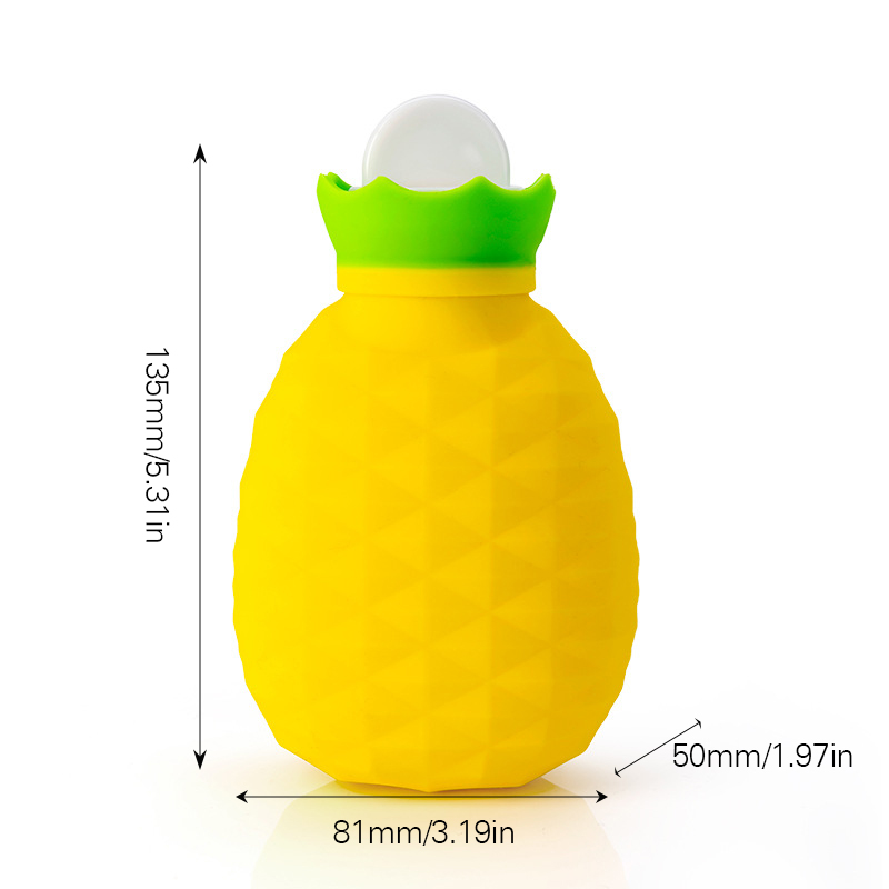 Calentador de manos reutilizable, bolsa de silicona de riego de piña de dibujos animados, bolso de mano cálido/fresco de doble uso para deportes de invierno UD88