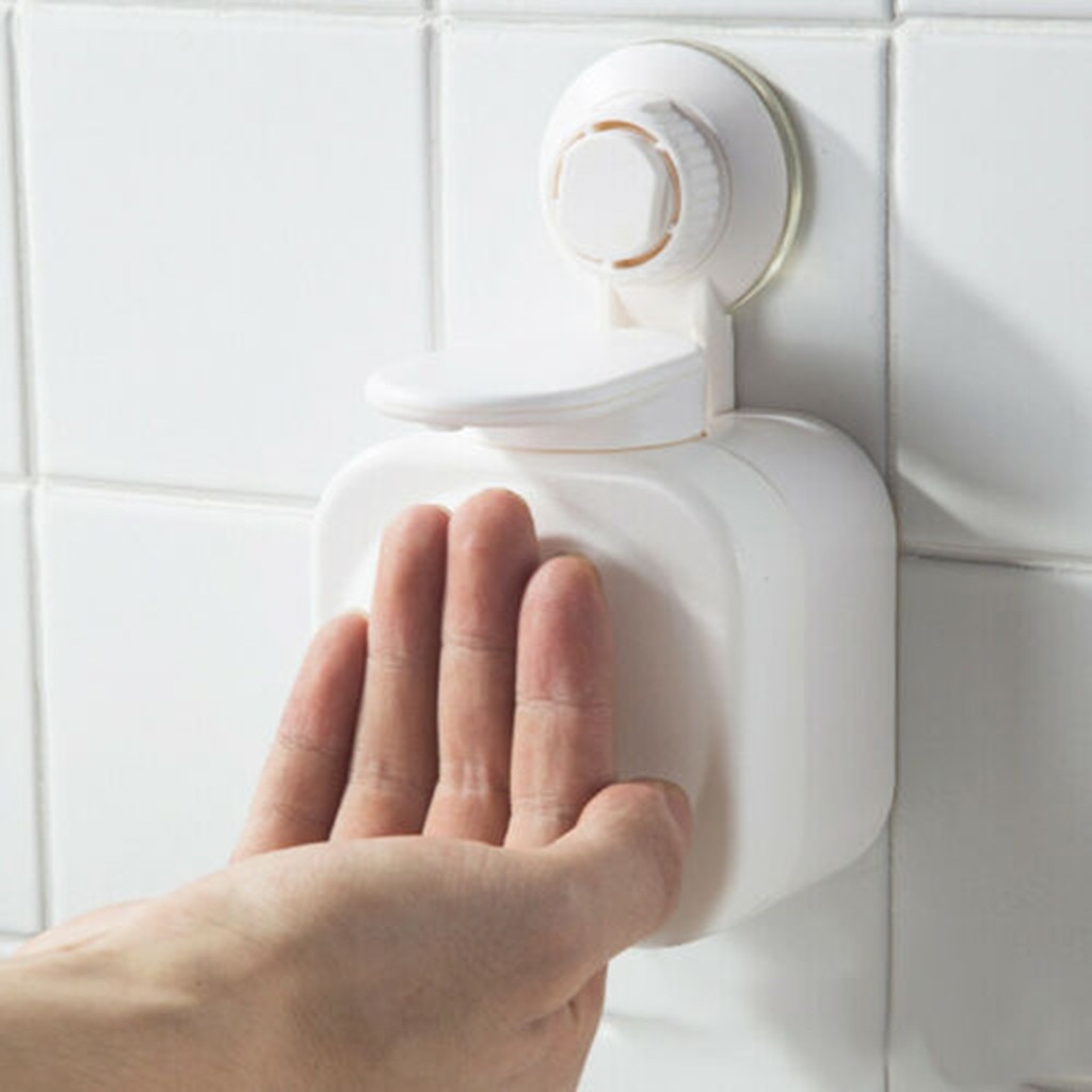 Distributeur de savon mural ventouse étanche ABS boîte à savon étanche pour salle de bain cuisine manuel porte-savon en plastique #: White 