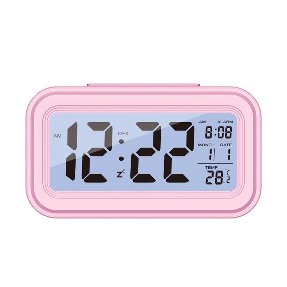 Digitale Smart Wekker Lcd-scherm Night Gloeiende Kubus Display Temperatuur & Kalender Snooze Functie Wekker: Pink