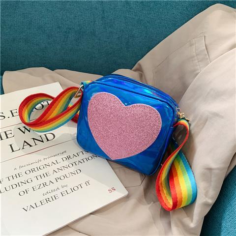 Regenbogen Liebe Mini Geldbörse Schöne Kleine Mädchen kinder Kleine Platz Schulter Taschen PU Leder Baby Jungen Kinder Crossbody tasche: Blau