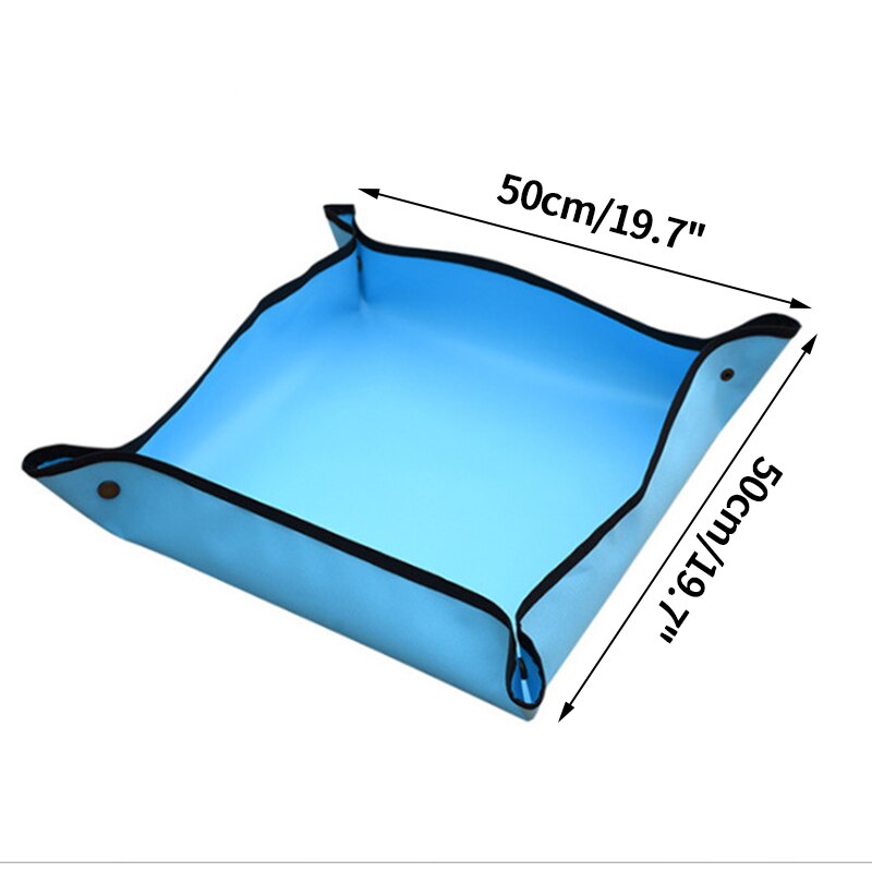 Planting Mat PE Square Gardening Mat Waterproof Plant Potting Mat Thicken Foldable Garden Pad Anti-dirty Transplanting Tarp: Blue(PVC)-0XS