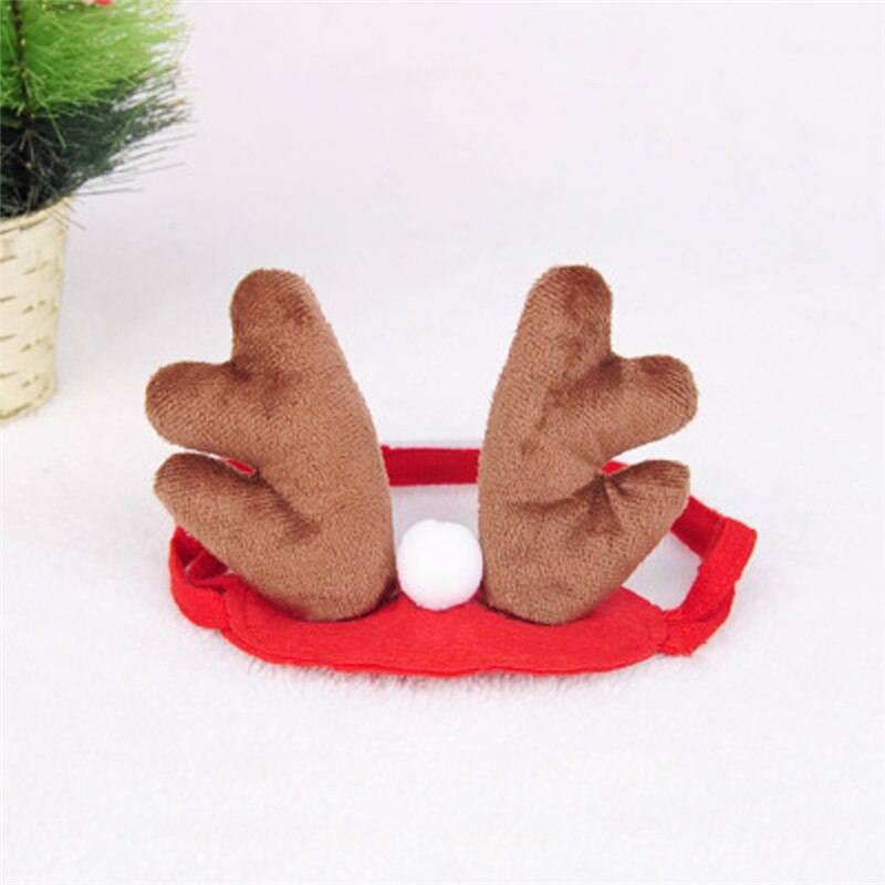 Kæledyr juledekoration rød hvid hat tørklæde sjov kæledyr kappe hovedbånd gevirer elg legetøj xmas rekvisitter til katte hunde: D