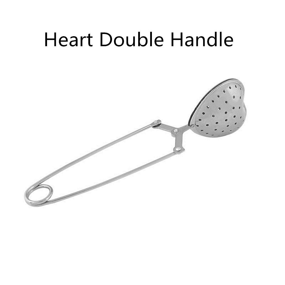 Stainless Steel Tea Infuser Tea Strainer Coffee Filter Tea Infuser Firmly Filter Tea Bag Diffuser Kitchen Teapot Gadget: Heart Double Handle