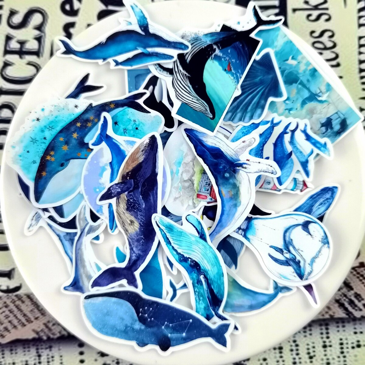 28pcs Kawaii Deep sea whale sticker Planner Scrapbooking /DIY Dry Glue Blue Dolphin Sticker