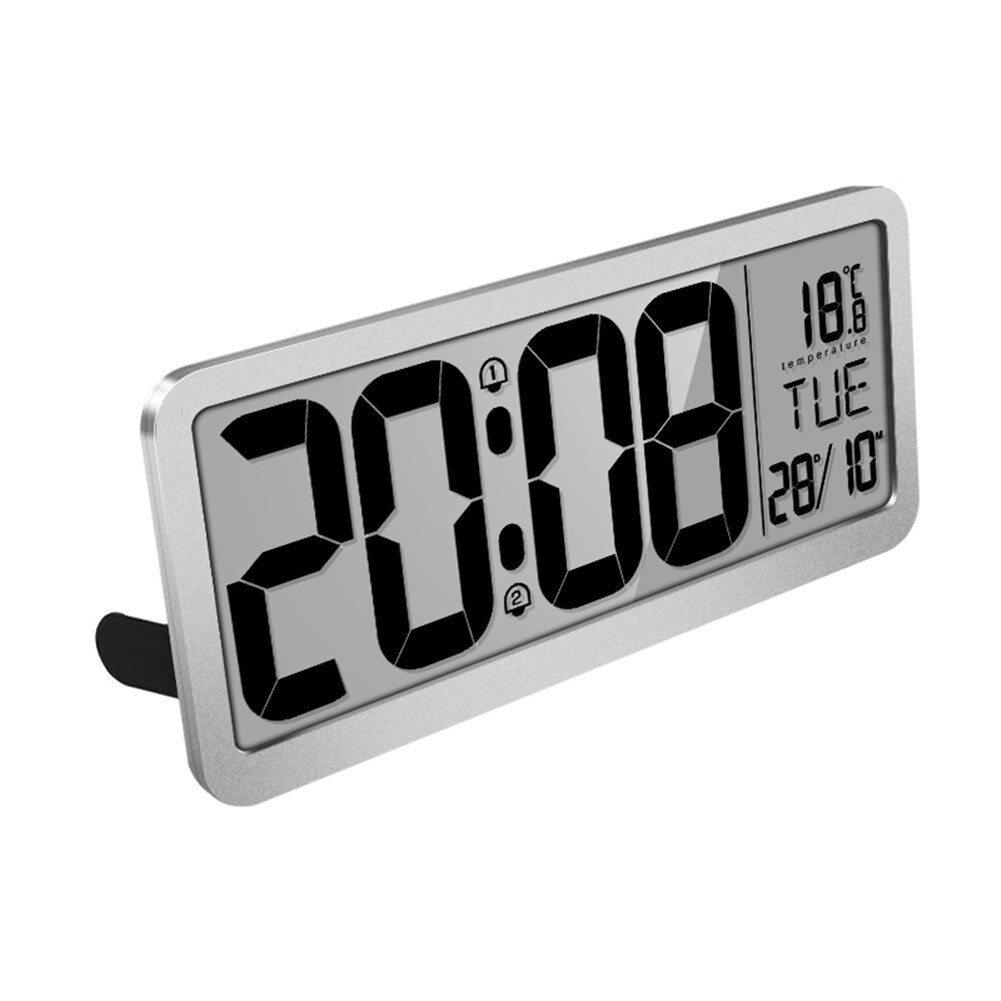 Digital Wall Clock, Desk Clock, Auto Time Self Setting Alarm Clock, Auto Time Changing, Number Clock Date Temperature Display: Gray