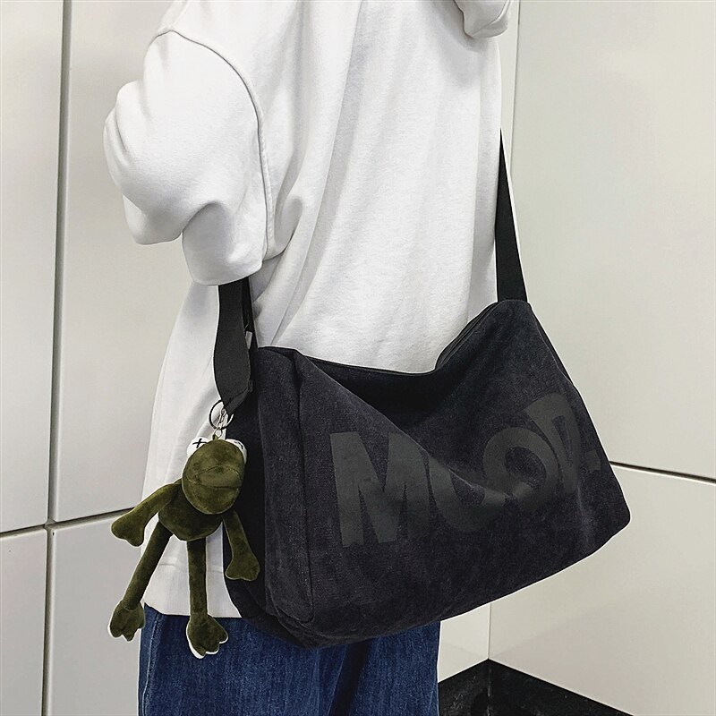 Original Aizatly Couple Shoulder Bag Japanese Retro Lazy Style Messenger Bag Street Personality Girl Bag Wild Canvas Bag