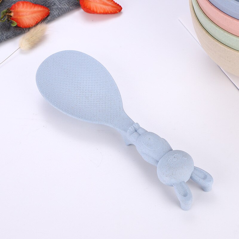 Wheat Straw Rabbit Spoon Can Stand Up Rabbit Rice Shovel Rice Cooker Rice Spoon Non-stick Rice Cartoon Rice Spoon: White