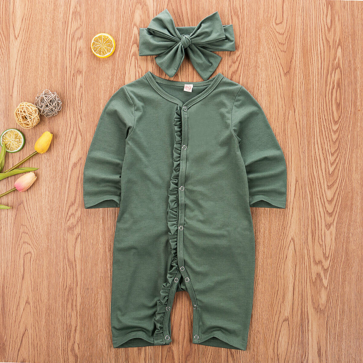 Herfst peuter babymeisje lange mouwen katoenen romper effen jumpsuit zonnepak lente-outfit