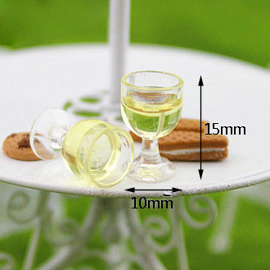 Set of 10 Pieces 1/12 Scale Wine Glasses Champagne Cups Goblet Model Foods Groceries for Dolls House Accessories