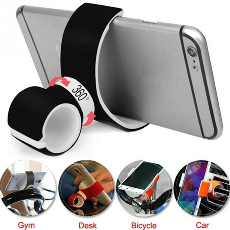 Dubbele C 360 Roterende Universal Air Vent Mount Auto Houder Stand Fiets Mobiele Desktop Telefoon Houder Voor iphone Xiaomi ondersteuning