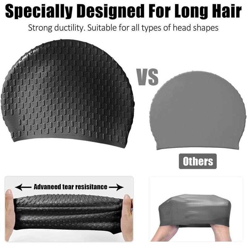 Swimming Caps Men and Women Waterproof Large Ear Plug hats Protect Swim Swimming Supplies Silicone Cap Swimming X9L3