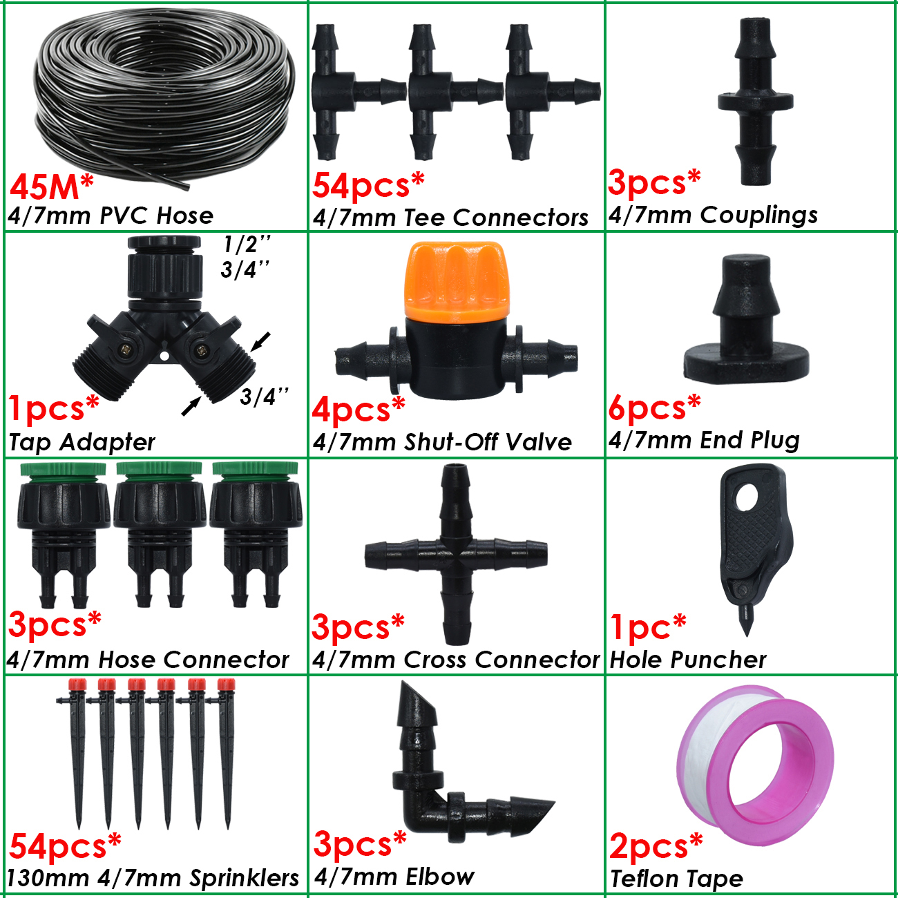 10-50M Garten 4/7mm Schlauch Automatische Tropf Bewässerung Bewässerung Bausatz System 1/4&#39;&#39; Durcheinander Nebel Düsen für Rasen Topfpflanze Gewächshaus