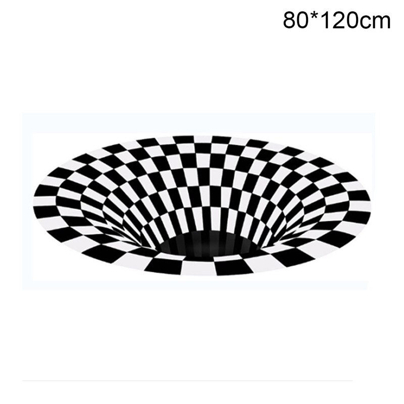 3D Print Carpet Decoration Living Room Hallway Rugs Black White Grid Print Carpets Three-dimensional Stereo Vision Mat Illusion: 80 120