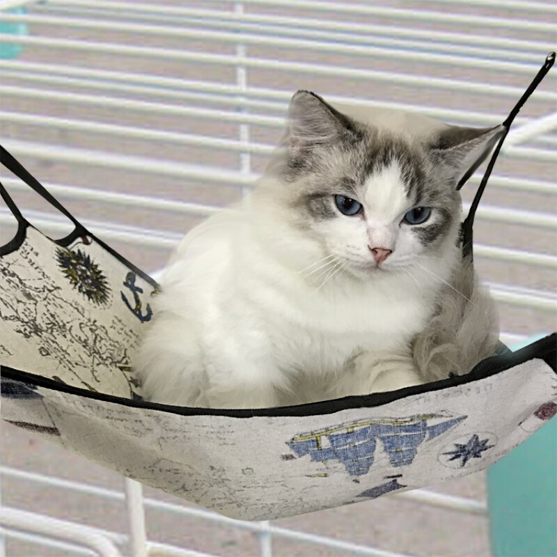 Huisdier Ademend Linnen Doek Hangmat Kooi Accessoires Comfortabele Opknoping Bed Speeltuin Voor Katten (Kleur Willekeurige)