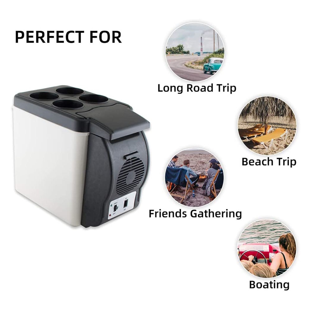 6L Portable Compact Car Mini Refrigerator Electric Cooler and Warmer Personal Refrigerator for Car Home Office Travel Beach