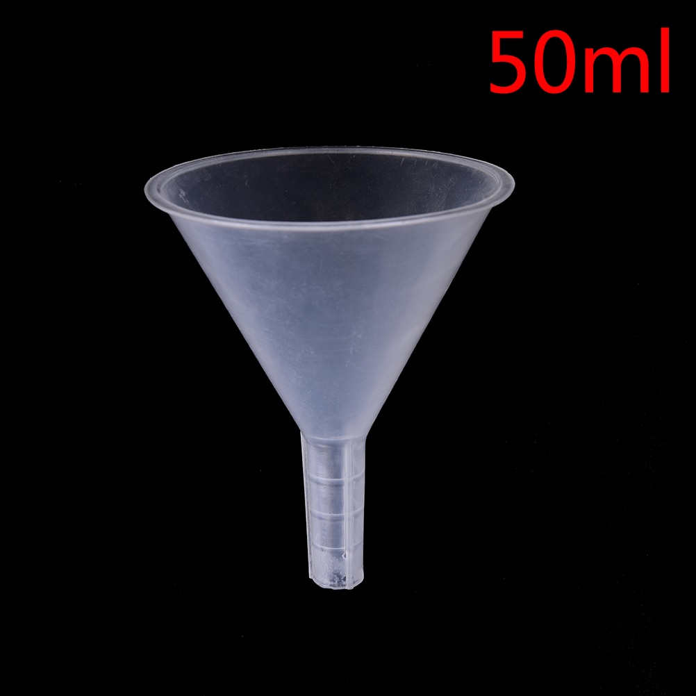 50ml 1/2 "funil plástico branco claro do filtro do perfume da transferência do laboratório do diâmetro da boca mini e