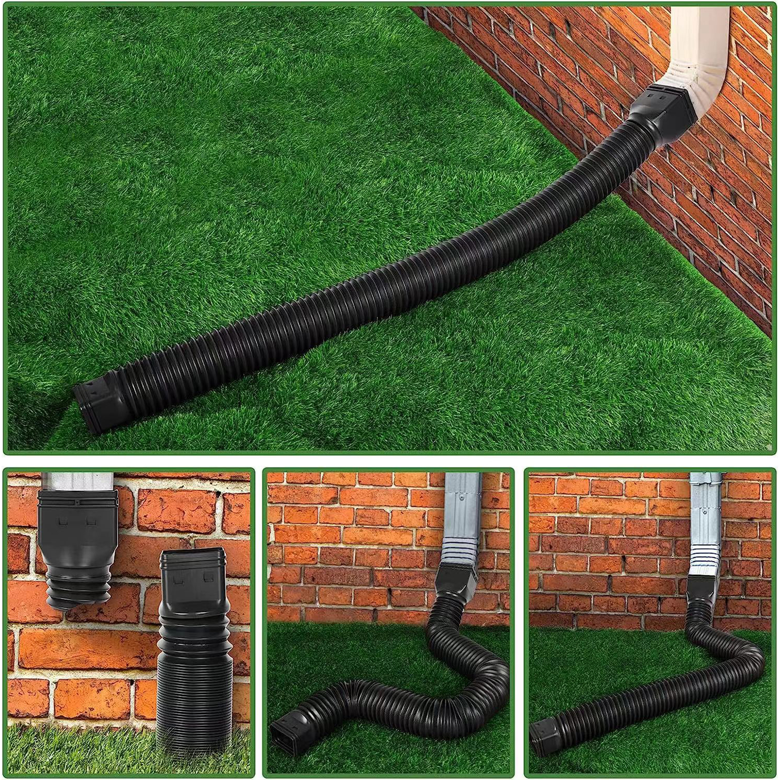 Rain Gutter Downspout Extensions Flexible Drain Downspout Extender Connector with 3x4in and 2x3in Connectors Screws for Included