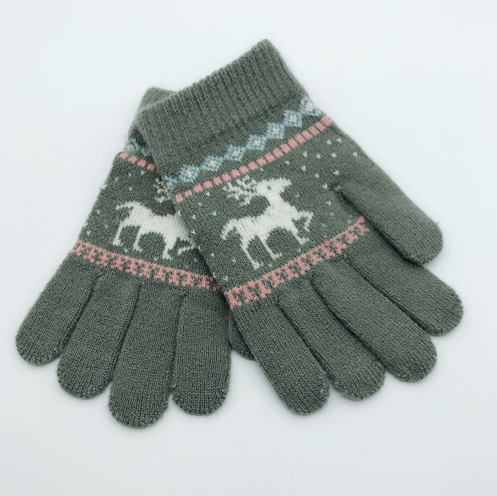 Kerst Kinderen Kids Jongens Meisjes Winter Warm Cartoon Herten Print Vinger Wanten Gebreide Casual Mode Handschoenen