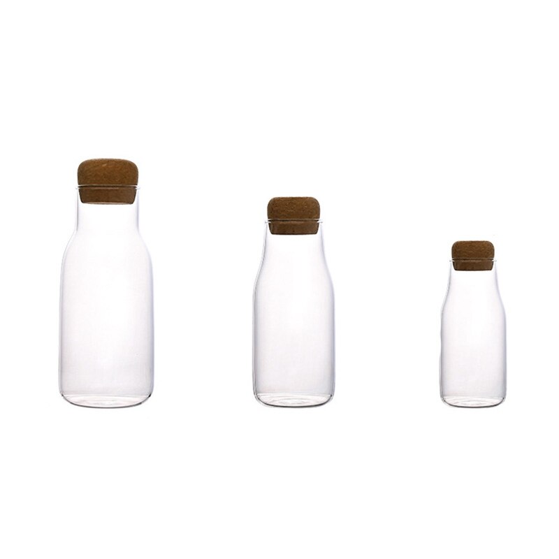 3 Stuk Set Van Japanse Stijl Afgesloten Pot Clear Glas Huishouden Kurk Voedsel Opslag Jar Fles