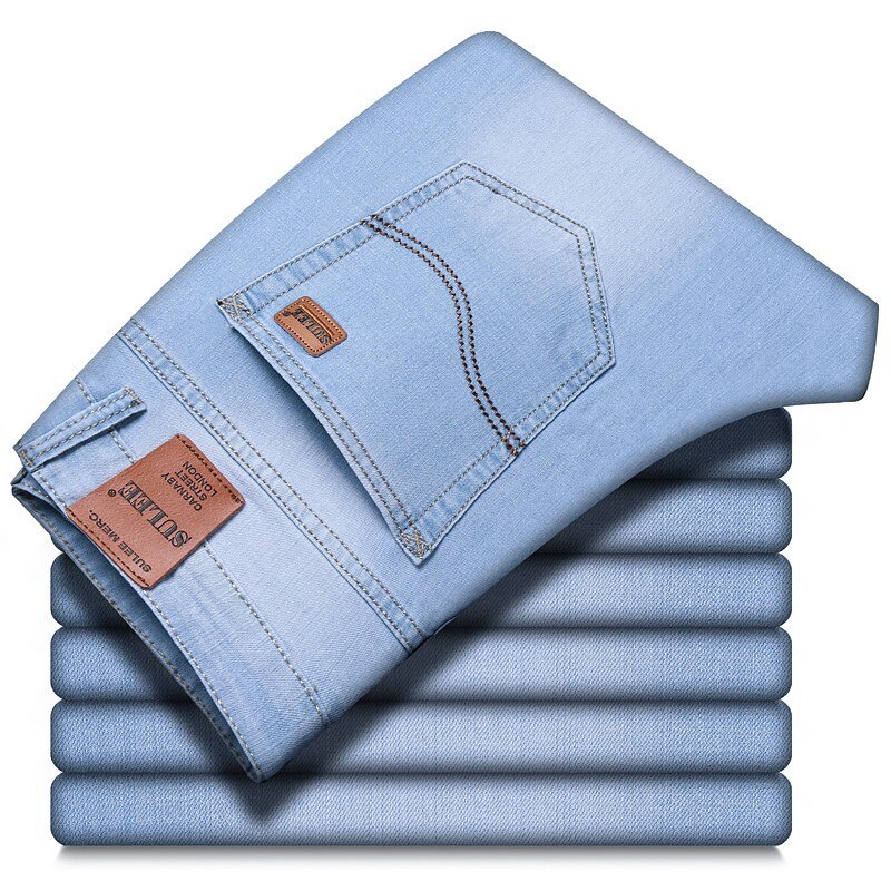 Sulee mærke lyseblå stretch bomulds jeans herre mærke bukser klassisk stil mænd ultratynde jeans business casual