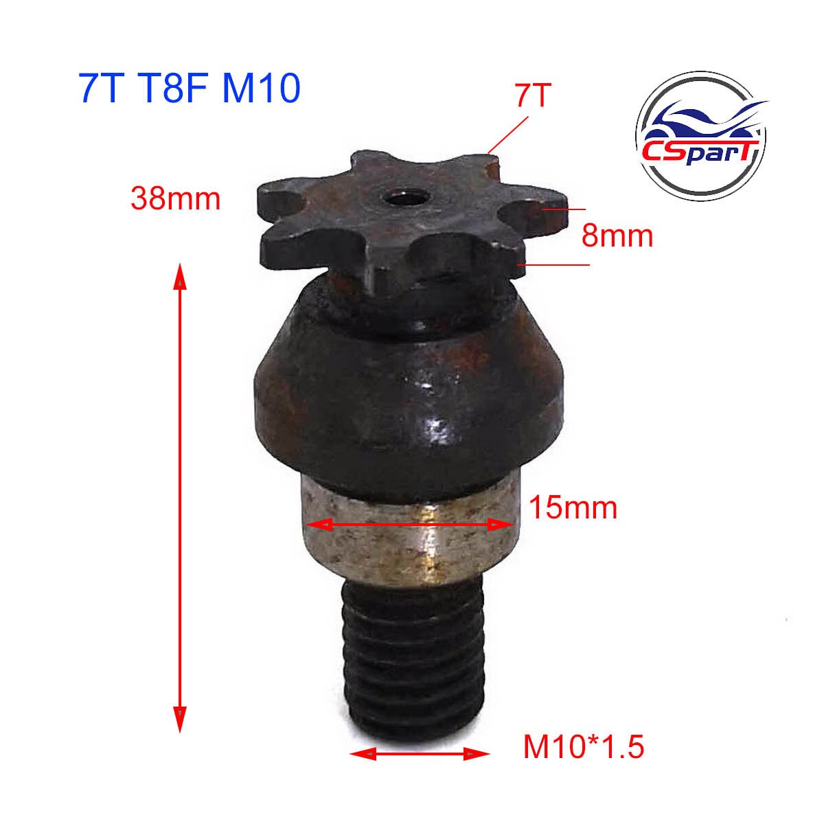 Piñón delantero para Mini Moto, piñón de engranaje delantero de 47CC, 49CC, de bolsillo, Dirt Bike, ATV, 6, 7, 8, 9 dientes, 6T, 8T, 9 T, 25H, T8F, rosca de 10MM: 7T M10 T8F