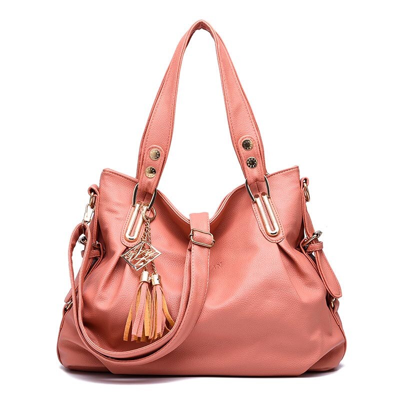 Yogodlns PU Leather Tassel Bag Shoulder Bags Women Messenger Bags Women Handbag Women Leather Handbags: peach pink