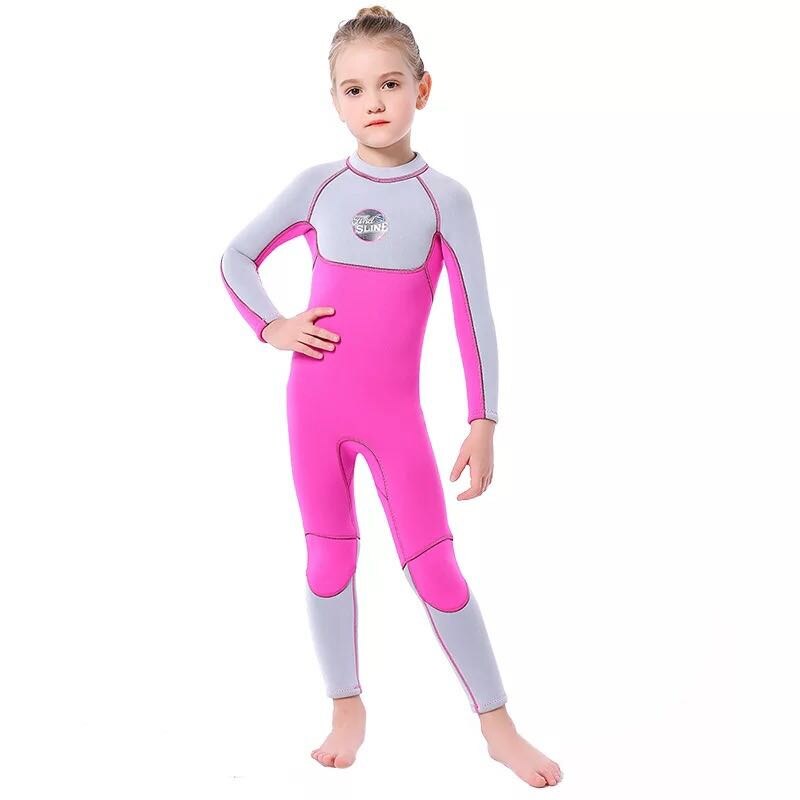 Trajes de neopreno SLINX de manga larga para niños, trajes de buceo para niñas, protectores contra sarpullidos de una pieza