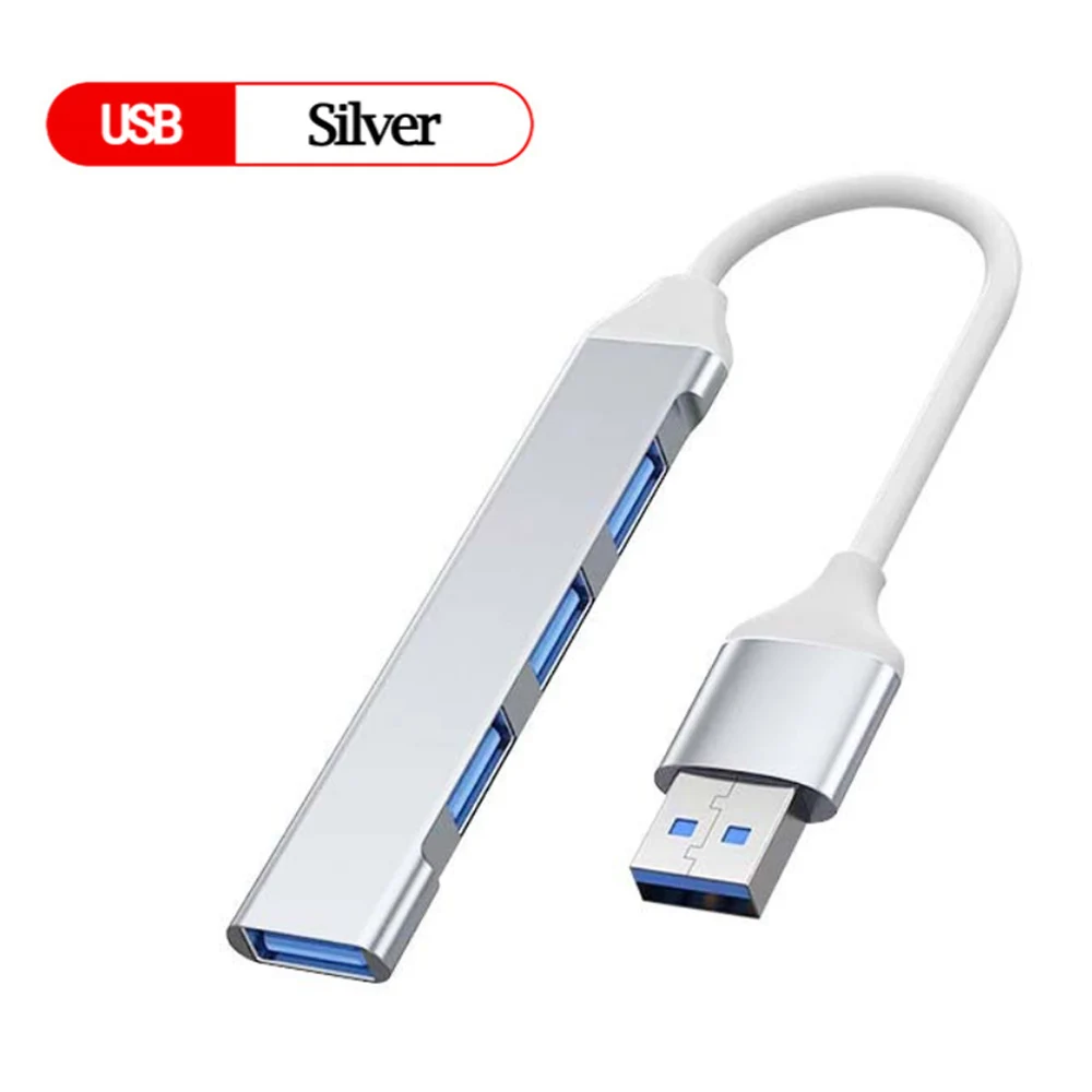 4 Poort USB 3.0 Hub USB Hub Hoge Snelheid type c Splitter 5 Gbps Voor PC Computer Accessoires Multipoort HUB 4 USB 3.0 2.0 Poorten: Bruin