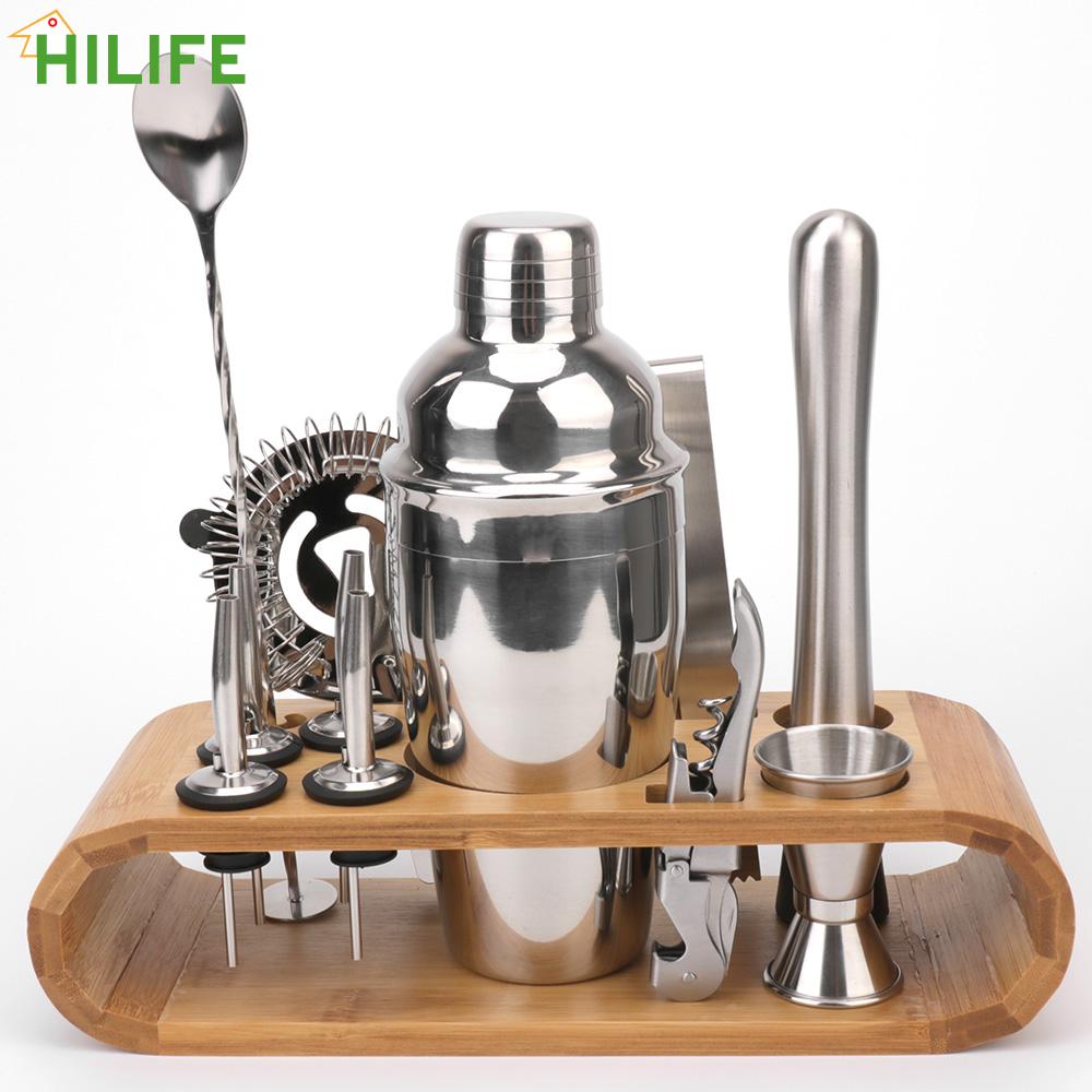 Cocktail Shaker Set Mocktail Gereedschap Barman Gereedschap Hout Opslag Stand Jigger Menglepel Tong Bars Gemengde Drankjes Bar