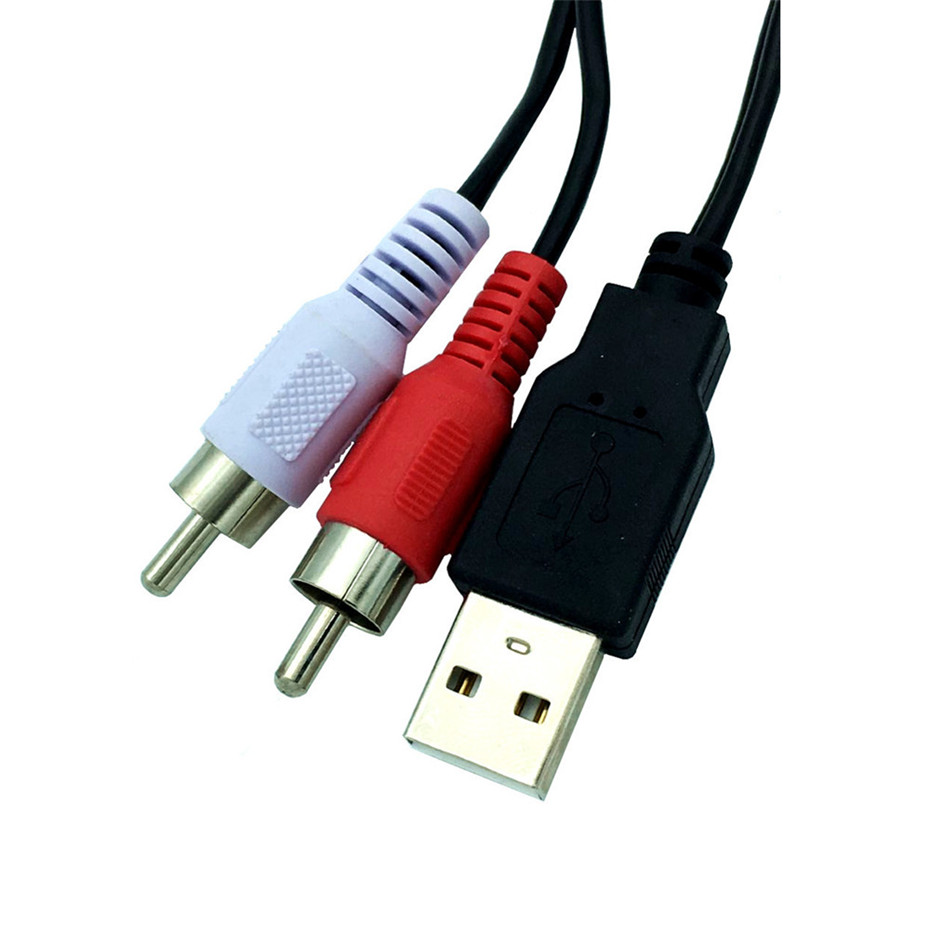 1.5M Usb A Male To 2X Rca Phono Male Av Cable Lead Pc Tv Aux Audio Video Adapter