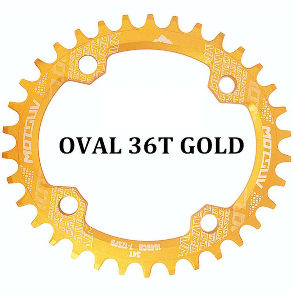 104BCD Oval Bicycle Gear Plate Chainring for SHIMAN0 cranks MTB Mountain bike 104BCD 32T 34T 36T 38T crankset Tooth plate Parts: Gold 36T