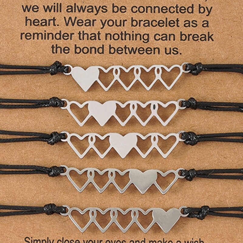 Juego de pulseras para Hermanas, Parejas, amigos, unisex, niños y adultos, 5 uds.
