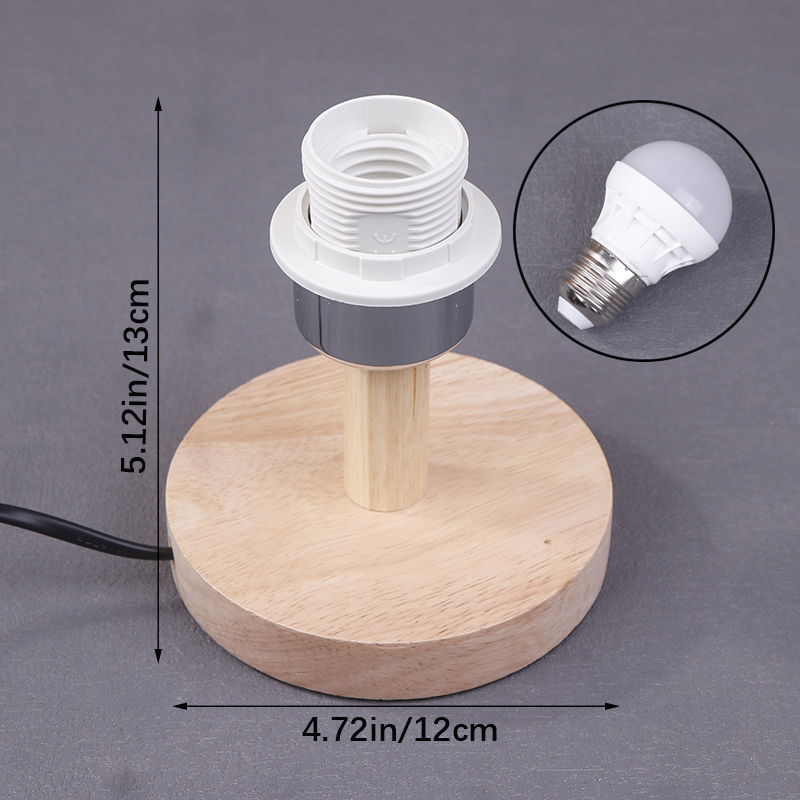 E27 circulaire solide support de Base en bois lampe tasse avec cordon interrupteur marche/arrêt pour lampe de Table brancher lampe support de lampe de chevet: Black