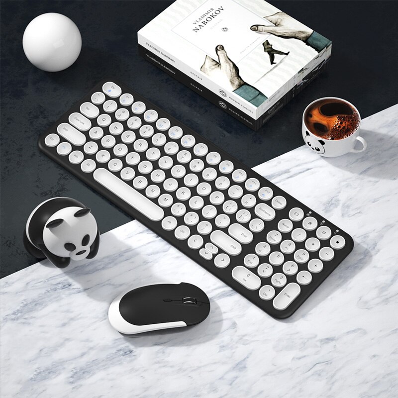 2.4G Wireless Keyboard Mouse Set For Laptop PC Gamer Xiaomi Lenovo Wireless Gaming Computer Keyboard Silent Laptop Keypad Gamer: Panda with Mouse