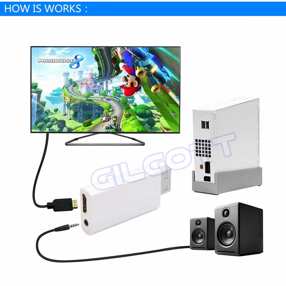 Full HD 1080P Wii to HDMI Converter Adapter Wii2HDMI Converter 3.5mm Audio for PC HDTV Monitor Display