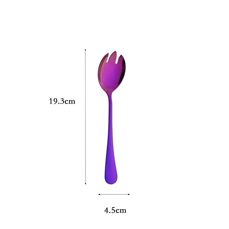 Purple Stainless Steel Dinnerware Set Soup Spoon Colander Spoon Service Spoon Salad Fork Cake Spatula Set Baking Accessories: 1Pc Salad Fork