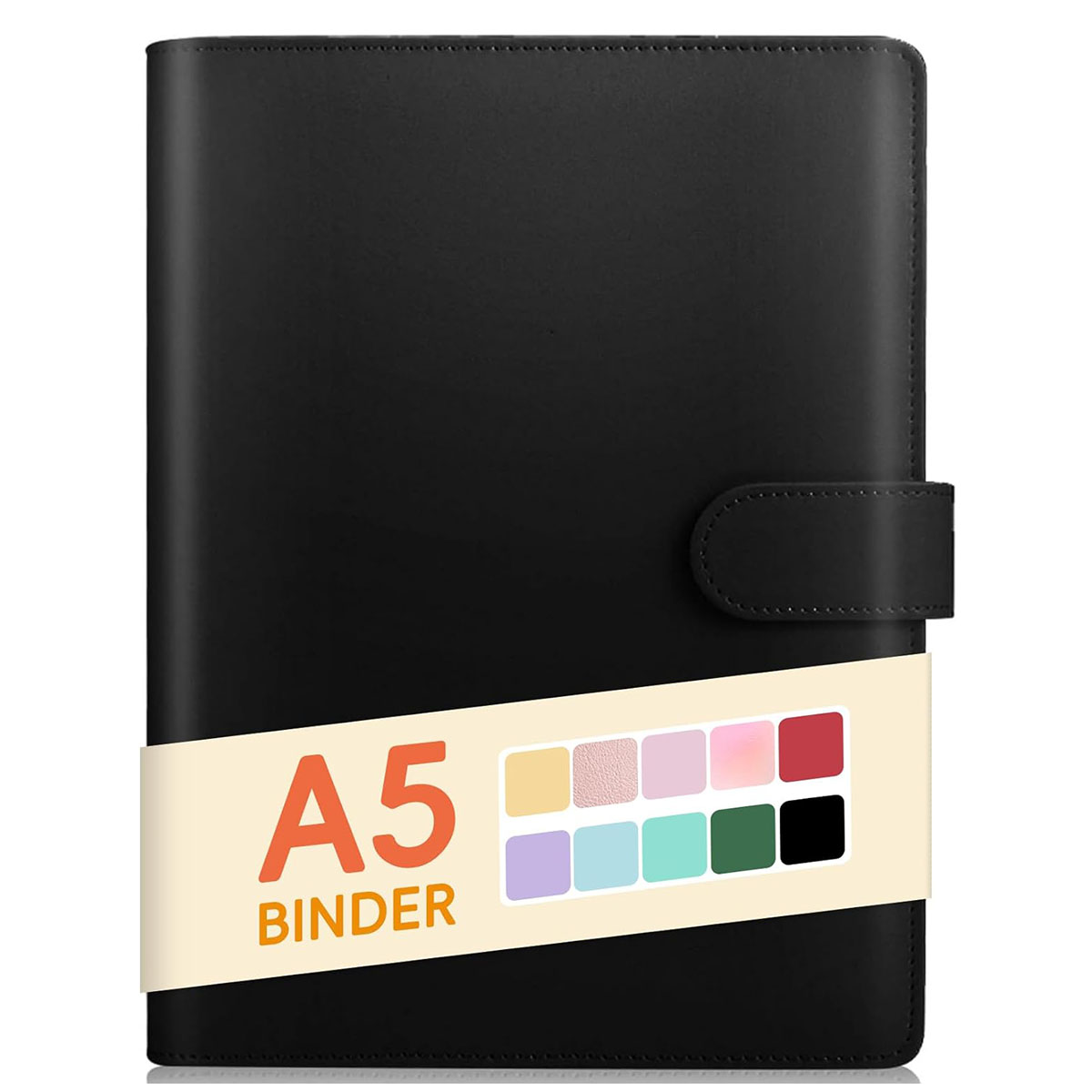 Classeur A5 en cuir PU à 6 anneaux, couverture pour papier de remplissage A5, classeur de planificateur personnel A5 rechargeable avec magnétique: Rose