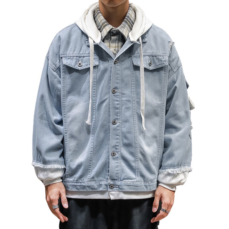 Men's Hooded Denim Jacket Streetwear