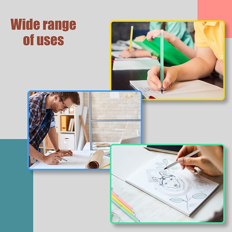 18 Pcs Inkless Pencil Reusable Everlasting Pencil Eternal Pencil Erasable Pencils with Eraser for Writing Drawing
