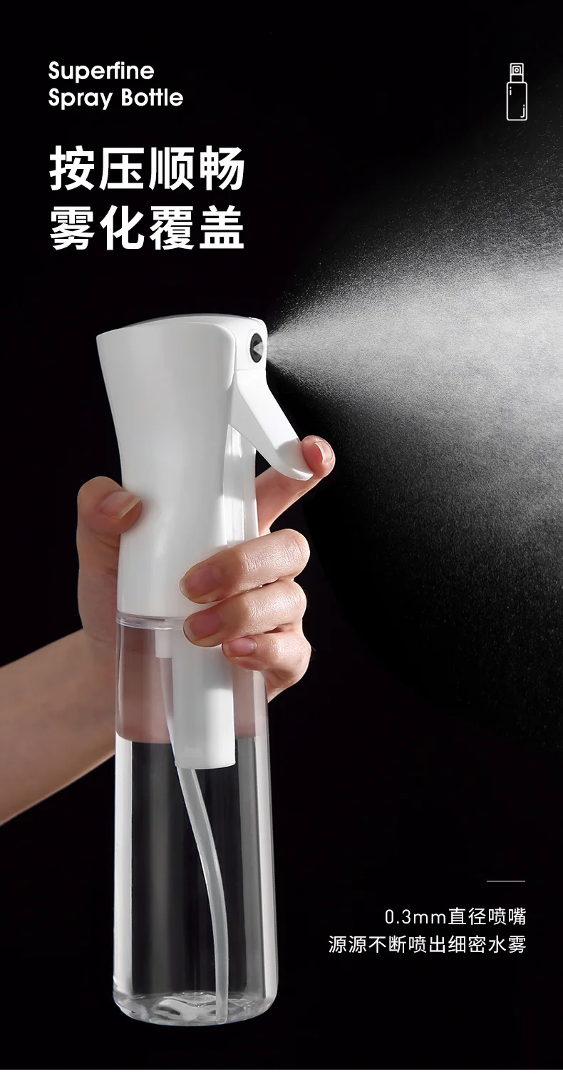 Botella pulverizadora para el cabello de 500/300/200ml, botellas recargables, regadera de niebla continua, pulverizador de agua automático para salón de peluquero, herramientas para el cabello