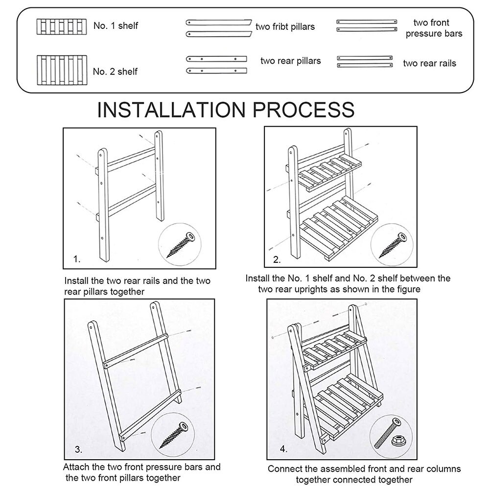 Ladder Plant Bloem Display Stand Solid Houten Planten Plank Met Twee Tiers Voor Kantoor Balkon Tuin Binnenplaats Decor Groen