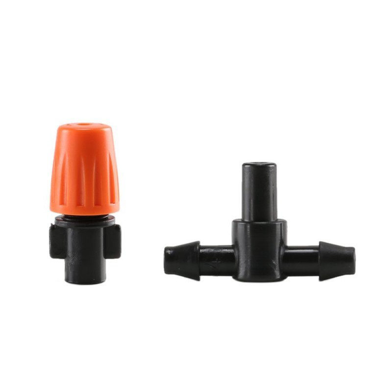 25 Set Automatische Sproeisysteem Mini Verstelbare Verneveling nozzle Irrigatie Drippers 360 Graden Emitter Drip System Oranje Nozzle