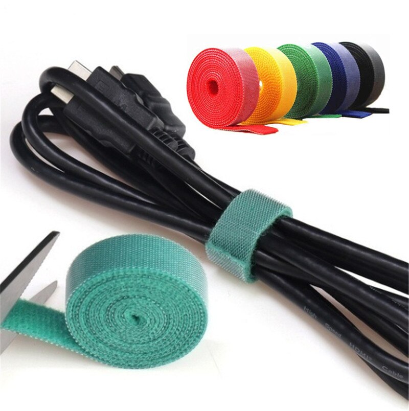 Cable Ties Roll Double-sided Tape Holder Fastening Tape By Hook &amp; Loop Nylon Strap for Computer Electronic Cord Power Wire
