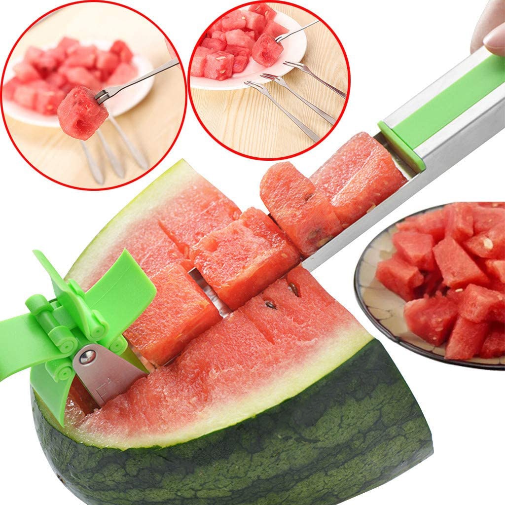 Watermeloen Windmolen Cutter Slicer Mes Rvs Meloen Cutter Wiel Fruit Groente Salade Gereedschap Voor Keuken Gadgets