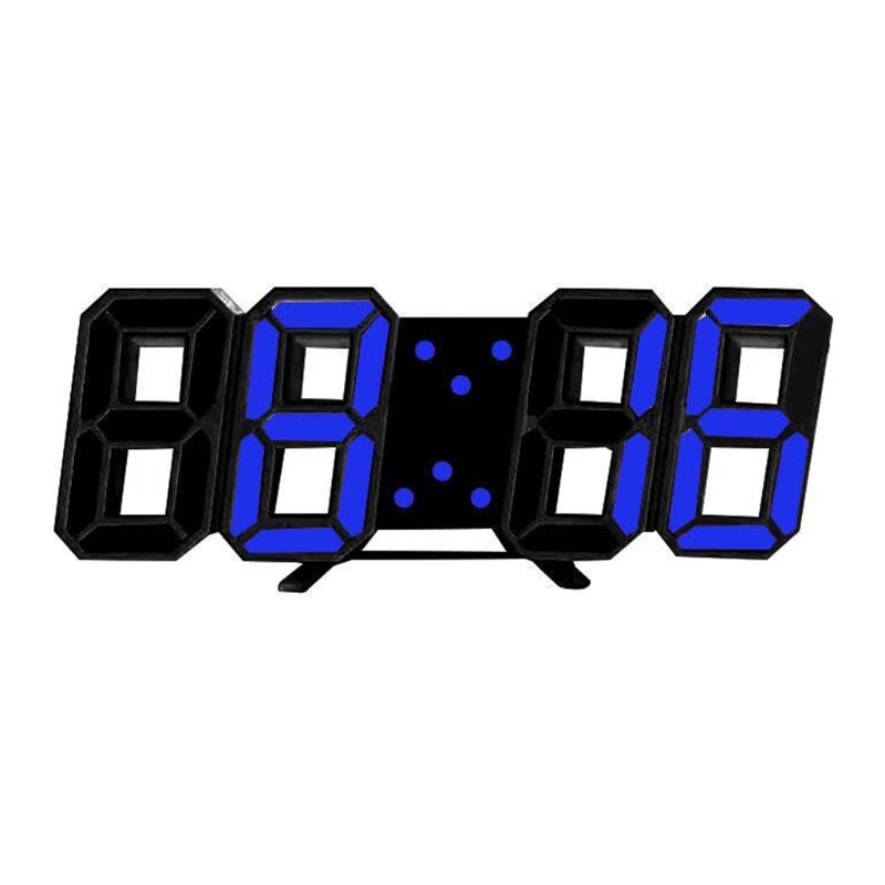 M6CF Digital Alarm Clocks 3D LED Display Time/Date/Temperature Snooze Wall Lamp Clock: Blue